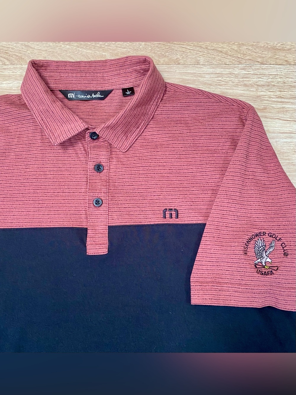 Travis Mathew USAFA Falcons Polo Mens L Roan Rouge Eisenhower Golf Club AF Shirt